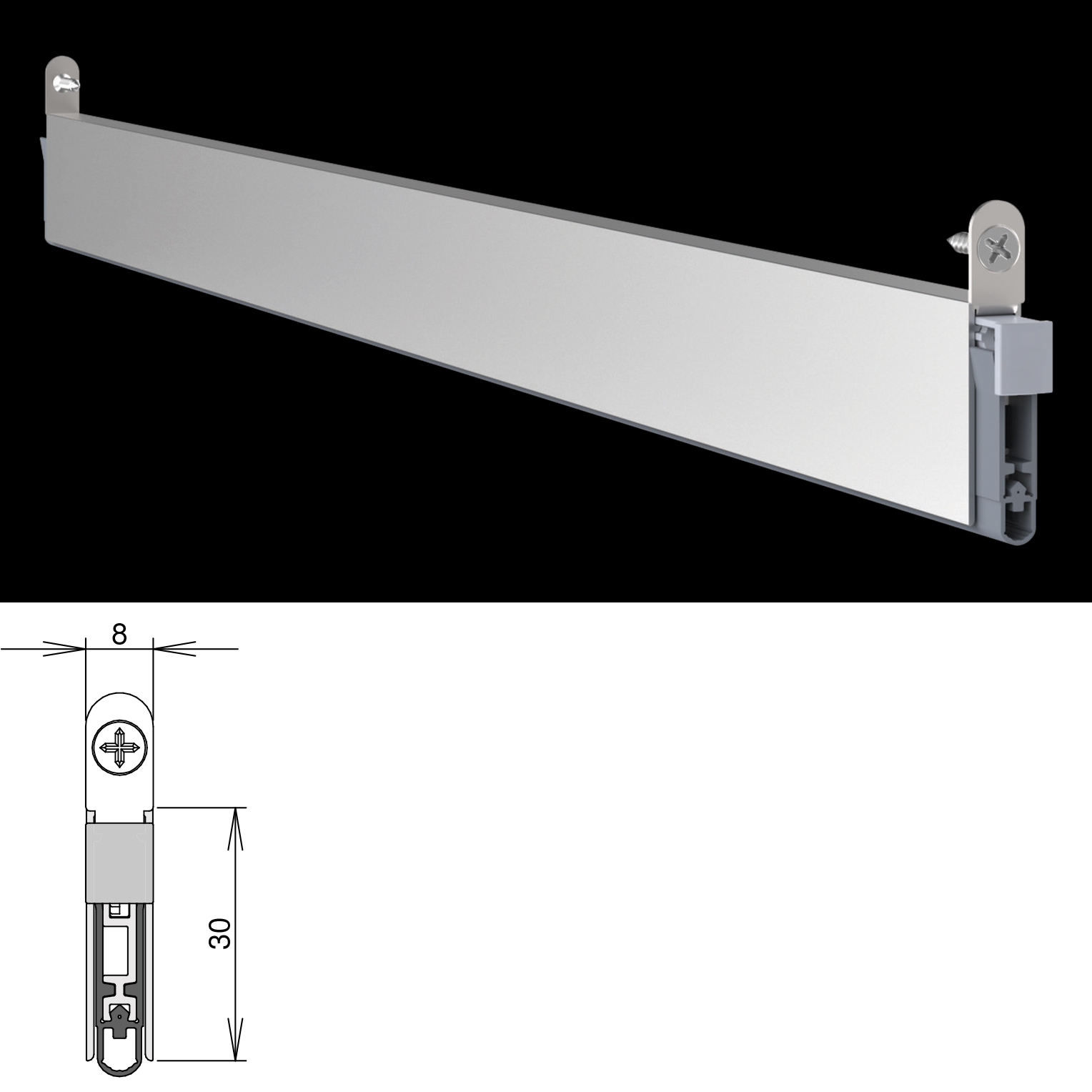 Schall-Ex® L8/30 WS | 8mm thick drop seal for swing doors